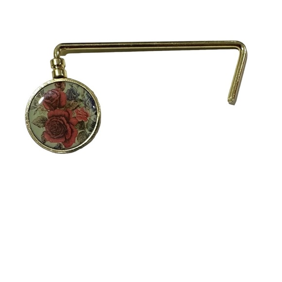 Rose Picture Gold-Toned Bag Caddy Handbag Holder NIP - Picture 1 of 4